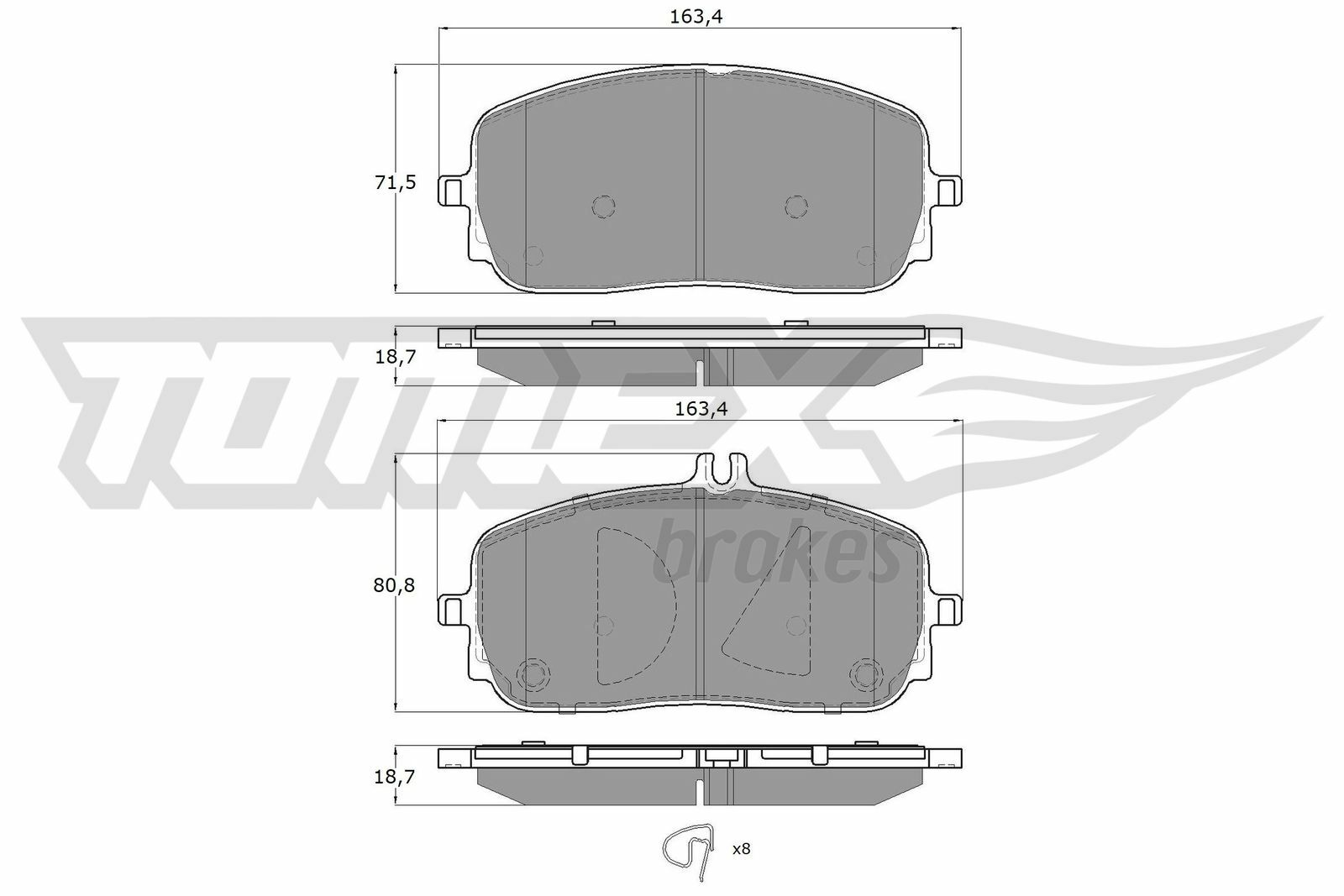 Sada brzdových destiček, kotoučová brzda TOMEX Brakes